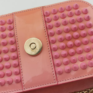 Pre-owned Christian Louboutin Sweet Charity Scarabe Spike Pink Leather shoulderbag | stylenewstar