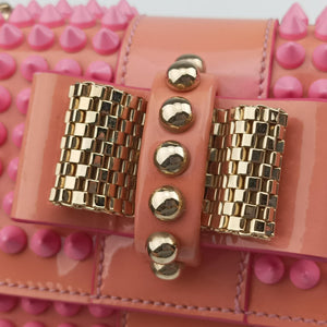 Pre-owned Christian Louboutin Sweet Charity Scarabe Spike Pink Leather shoulderbag | stylenewstar