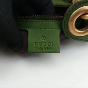 Secondhand Gucci Piston Lock Jackie Hobo Green Suede × Canvas 120885 shoulderbag | stylenewstar