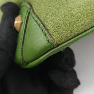 Secondhand Gucci Piston Lock Jackie Hobo Green Suede × Canvas 120885 shoulderbag | stylenewstar