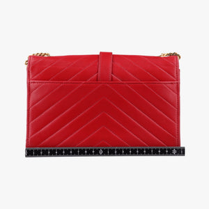 Pre-owned Yves Saint Laurent Monogram Envelope Red Leather 381668 shoulderbag | stylenewstar