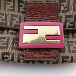 Pre-owned Fendi Baguette Zucchino Brown canvas 8BR180 shoulderbag | stylenewstar