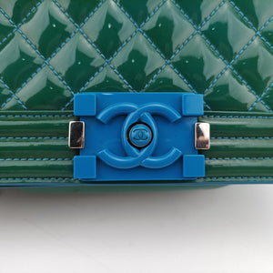 Pre-owned Chanel BOY CHANEL Green Patent Leather A92692 shoulderbag | stylenewstar