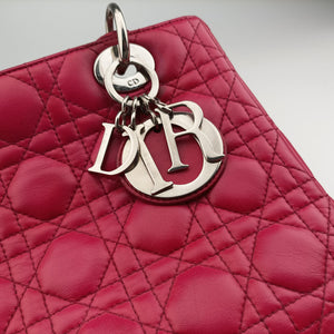 Pre-owned Christian Dior Lady Dior Rose lambskin handbag | stylenewstar