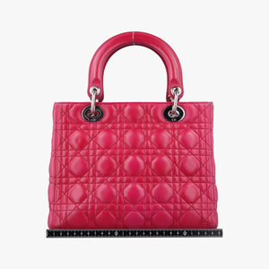Pre-owned Christian Dior Lady Dior Rose lambskin handbag | stylenewstar