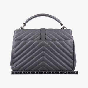 Pre-owned Yves Saint Laurent COLLEGE Grey Leather 428056 shoulderbag | stylenewstar
