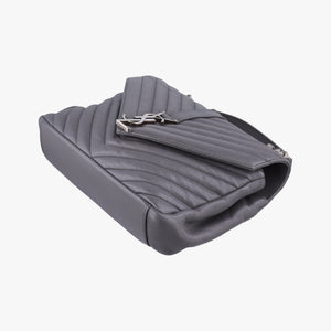 Pre-owned Yves Saint Laurent COLLEGE Grey Leather 428056 shoulderbag | stylenewstar