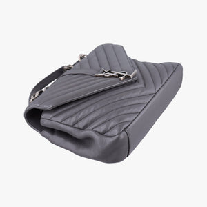Pre-owned Yves Saint Laurent COLLEGE Grey Leather 428056 shoulderbag | stylenewstar