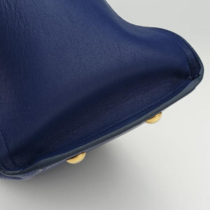Pre-owned Yves Saint Laurent Y Ligne Petit Cabas Blue Leather 311210 shoulderbag | stylenewstar