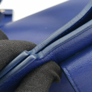 Pre-owned Yves Saint Laurent Y Ligne Petit Cabas Blue Leather 311210 shoulderbag | stylenewstar