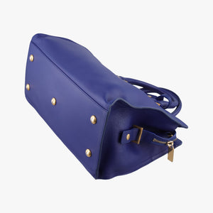 Pre-owned Yves Saint Laurent Y Ligne Petit Cabas Blue Leather 311210 shoulderbag | stylenewstar