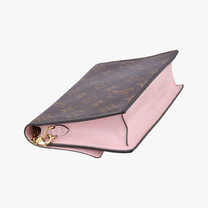 Pre-owned Louis Vuitton Portefeuille FLORE Chain brown×ROSE BALLERIN Monogram Canvas×calf leather M67405 shoulderbag | stylenewstar