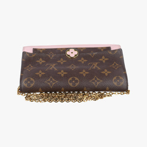 Pre-owned Louis Vuitton Portefeuille FLORE Chain brown×ROSE BALLERIN Monogram Canvas×calf leather M67405 shoulderbag | stylenewstar