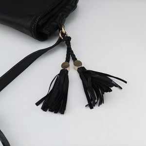 Pre-owned Gucci Marrakech Messenger Black Leather 357024 shoulderbag | stylenewstar