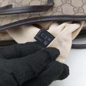 Vintage Gucci GG Supreme Brown PVC coated canvas×Leather 353437 shoulderbag | stylenewstar