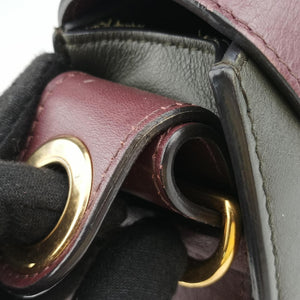 Secondhand Chloe Tess Green × Bordeaux Leather × Suede shoulderbag | stylenewstar