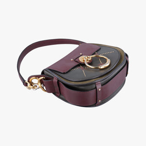 Secondhand Chloe Tess Green × Bordeaux Leather × Suede shoulderbag | stylenewstar