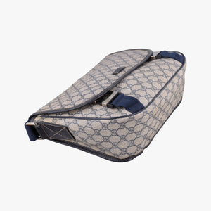Pre-owned Gucci GG Plus Messenger beige×navy PVC coated canvas 201732 crossbodybag | stylenewstar