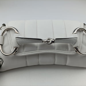 Pre-owned Gucci Horsebit White lambskin 764339 shoulderbag | stylenewstar