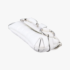 Pre-owned Gucci Horsebit White lambskin 764339 shoulderbag | stylenewstar