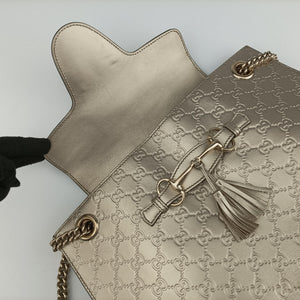 Pre-owned Gucci Emily Golden Leather 295403 shoulderbag | stylenewstar