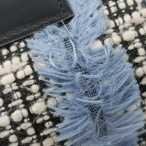Secondhand VERSACE Palazzo Sultan Blue×White Tweed & Leather shoulderbag | stylenewstar