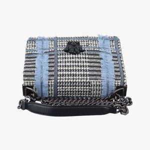 Secondhand VERSACE Palazzo Sultan Blue×White Tweed & Leather shoulderbag | stylenewstar