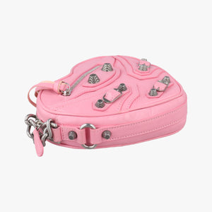 Pre-owned Balenciaga Le Cagole Heart Mini Pink lambskin shoulderbag | stylenewstar