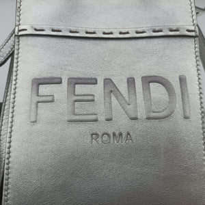 Pre-owned Fendi MINI SUNSHINE SHOPPER Silver Leather 8BS051 shoulderbag | stylenewstar