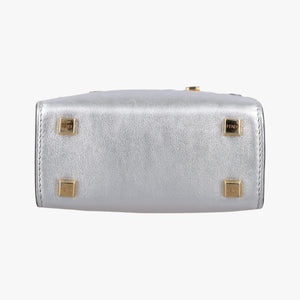 Pre-owned Fendi MINI SUNSHINE SHOPPER Silver Leather 8BS051 shoulderbag | stylenewstar