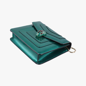 Vintage Bvlgari Serpenti Forever Green enamel shoulderbag | stylenewstar