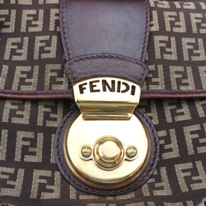 Pre-owned Fendi Zucchino Borsa Brown canvas×leather 8BR429 shoulderbag | stylenewstar