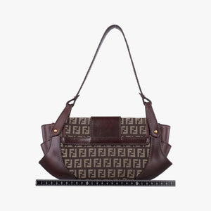 Pre-owned Fendi Zucchino Borsa Brown canvas×leather 8BR429 shoulderbag | stylenewstar