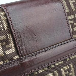 Pre-owned Fendi Zucchino Borsa Brown canvas×leather 8BR429 shoulderbag | stylenewstar