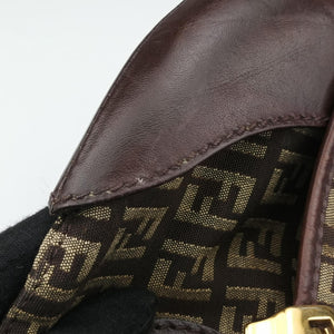 Pre-owned Fendi Zucchino Borsa Brown canvas×leather 8BR429 shoulderbag | stylenewstar