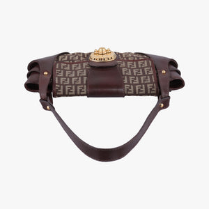 Pre-owned Fendi Zucchino Borsa Brown canvas×leather 8BR429 shoulderbag | stylenewstar