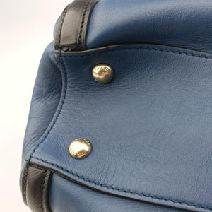 Pre-owned Prada Double Zip Convertible Tote Black×Blue Saffiano Leather×Leather handbag | stylenewstar