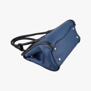 Pre-owned Prada Double Zip Convertible Tote Black×Blue Saffiano Leather×Leather handbag | stylenewstar