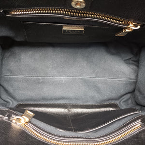 Pre-owned Prada Double Zip Convertible Tote Black×Blue Saffiano Leather×Leather handbag | stylenewstar