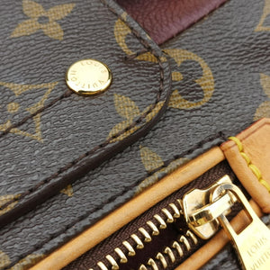 Vintage Louis Vuitton OLYMPE Brown×QUETSCHE Monogram Canvas×calf leather M40926 handbag | stylenewstar