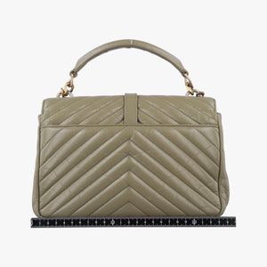 Pre-owned Yves Saint Laurent COLLEGE Green Leather 428056 shoulderbag | stylenewstar