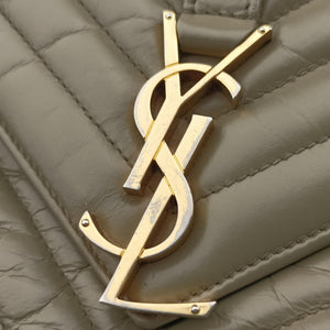 Pre-owned Yves Saint Laurent COLLEGE Green Leather 428056 shoulderbag | stylenewstar