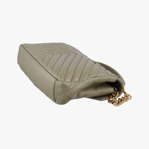 Pre-owned Yves Saint Laurent COLLEGE Green Leather 428056 shoulderbag | stylenewstar