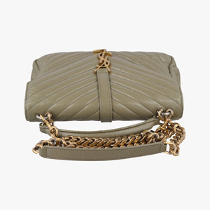 Pre-owned Yves Saint Laurent COLLEGE Green Leather 428056 shoulderbag | stylenewstar
