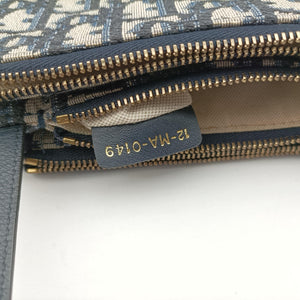 Pre-owned Christian Dior Saddle Navy×Gray Jacquard shoulderbag | stylenewstar