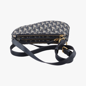 Pre-owned Christian Dior Saddle Navy×Gray Jacquard shoulderbag | stylenewstar