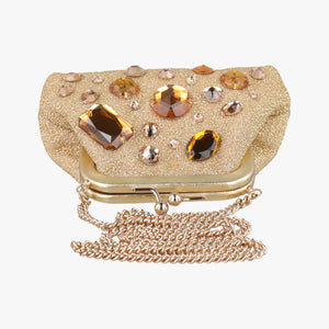 Pre-owned Dolce & Gabbana Vanda Golden Glitter fabric shoulderbag | stylenewstar