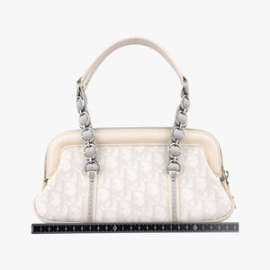 Pre-owned Christian Dior Trotter Romantic Chain Heart White pvc coated canvas handbag | stylenewstar