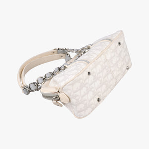 Pre-owned Christian Dior Trotter Romantic Chain Heart White pvc coated canvas handbag | stylenewstar