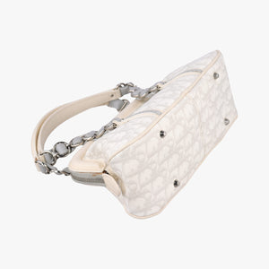 Pre-owned Christian Dior Trotter Romantic Chain Heart White pvc coated canvas handbag | stylenewstar